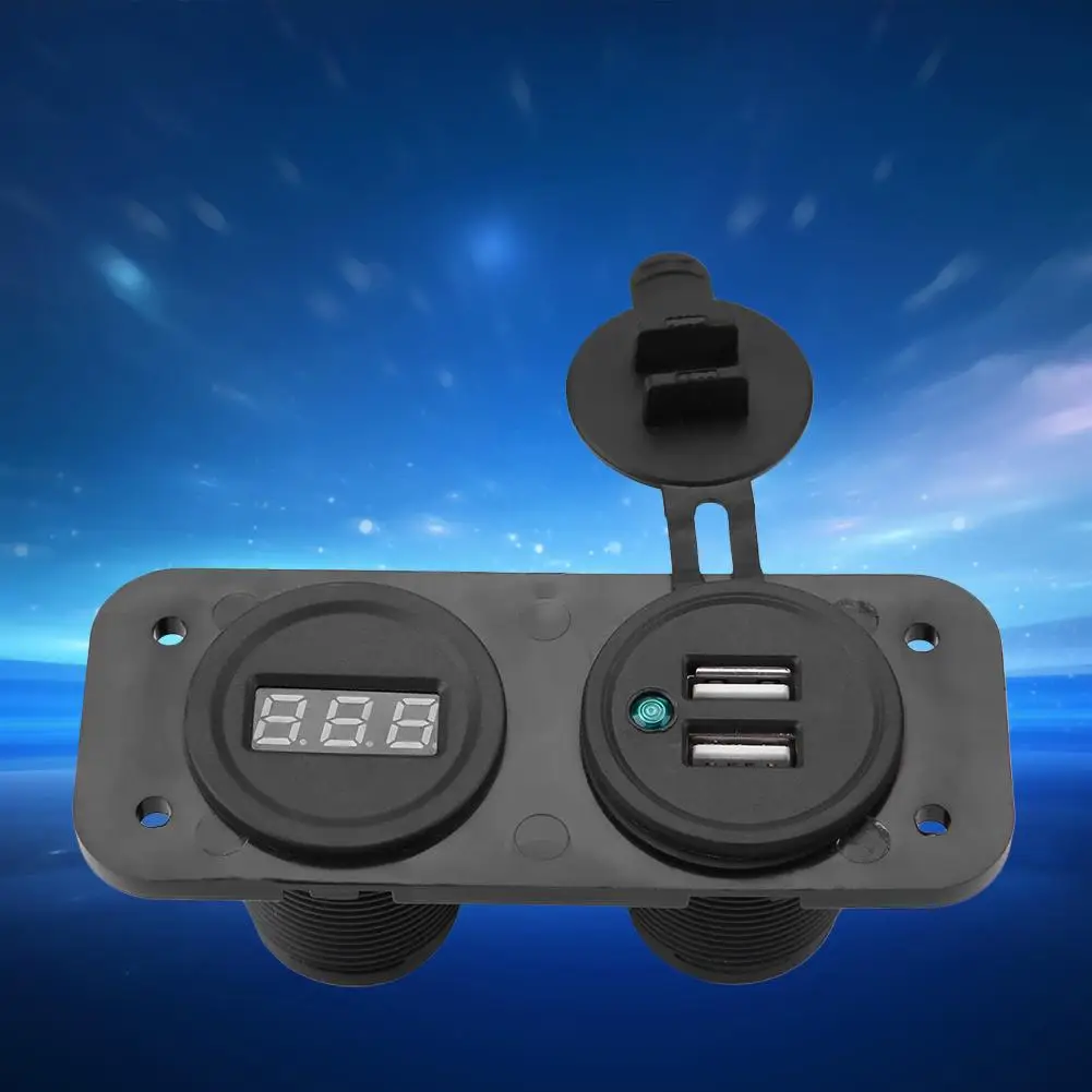 Топ цифровой автомобильный жидкокристаллический вольтметр USB двойной порт