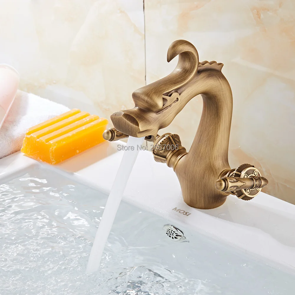 GIZERO Dragon дизайнерский смеситель античная медная раковина для ванной комнаты