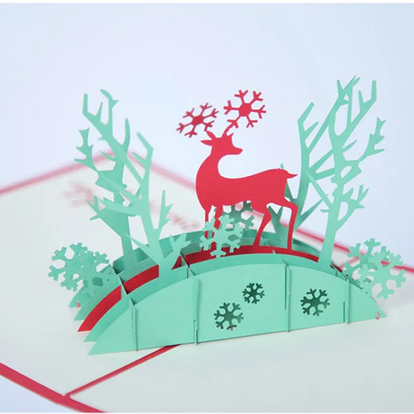 Новинка-всплывающая карта 3D поздравительная открытка Рождественская с оленем на