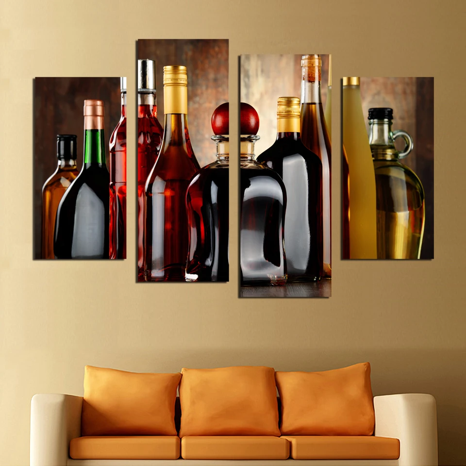 HD Printed modern wine bottle painting wall picture for bar kitchen dining room bedroom home decor art canvas unframed F18861|wall pictures|wine