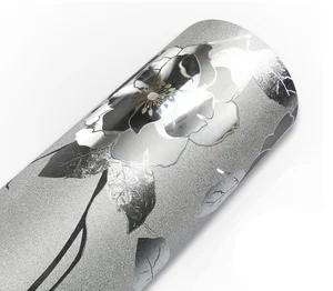 Серебристые золотые Цветочные Матовые блестящие обои самоклеющиеся клеящиеся наклейки текстурированные