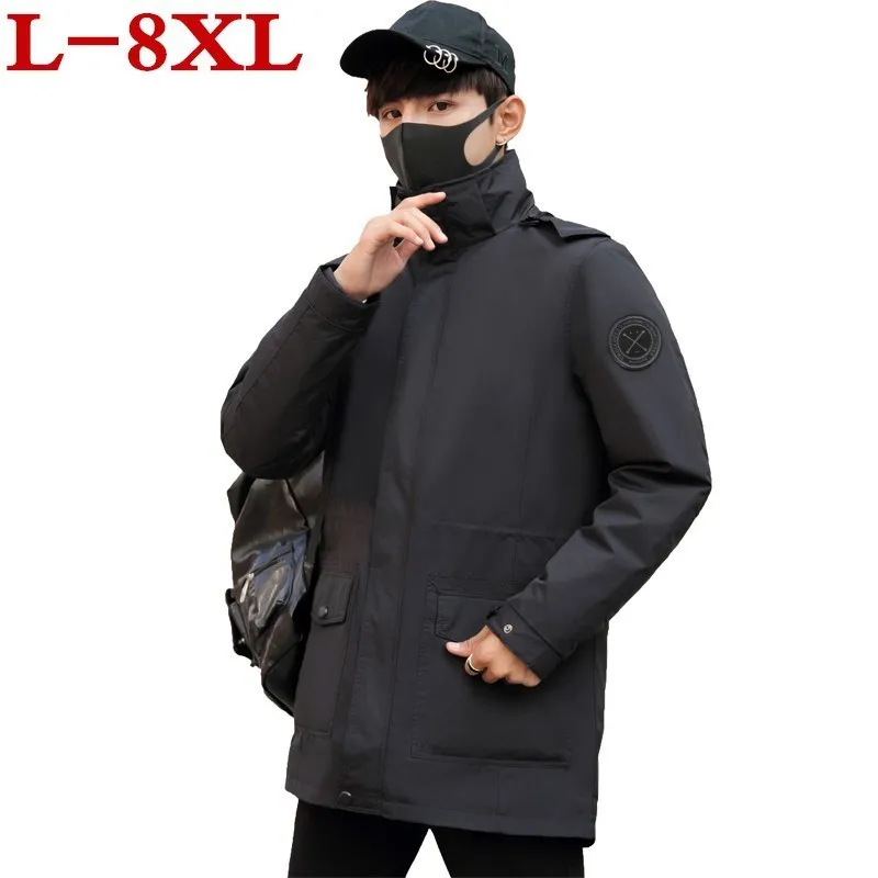 Новый Плюс Размер 8XL 7XL 6XL 5XL 4XL зимняя хлопковая стеганая Длинная Куртка мужская
