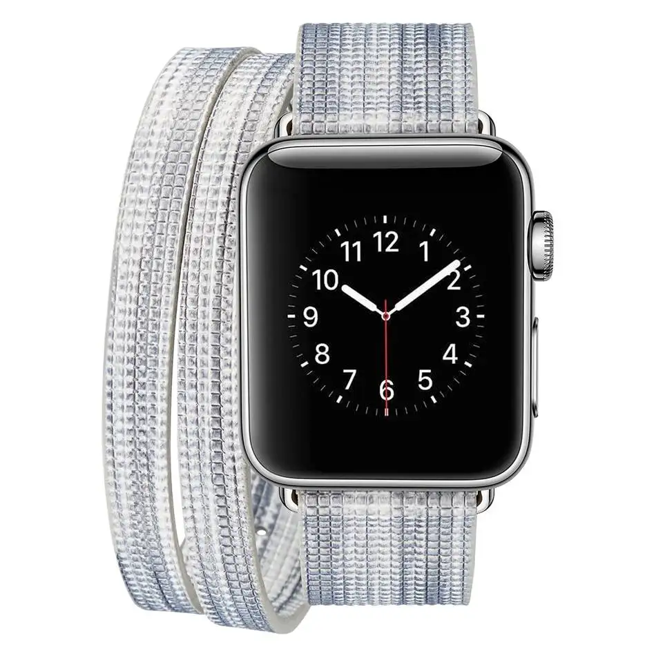 Ремешок кожаный для Apple Watch 4 44 мм 40 двухрядный браслет звездного цвета подходит 3 2
