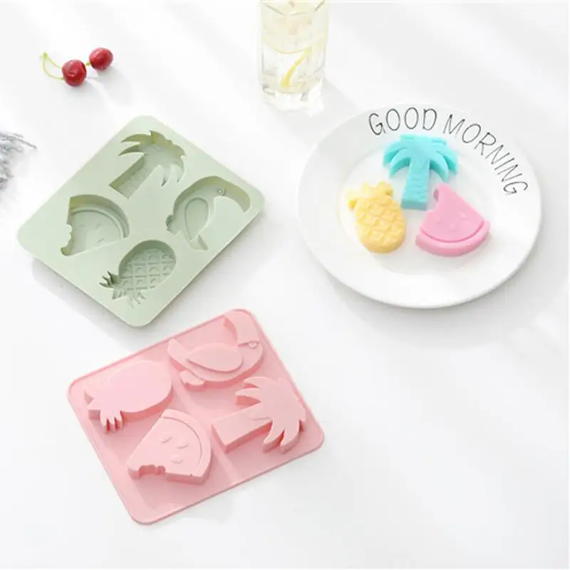 Силиконовая форма для торта 4 ячейки тропический стиль кокосовое дерево ананас