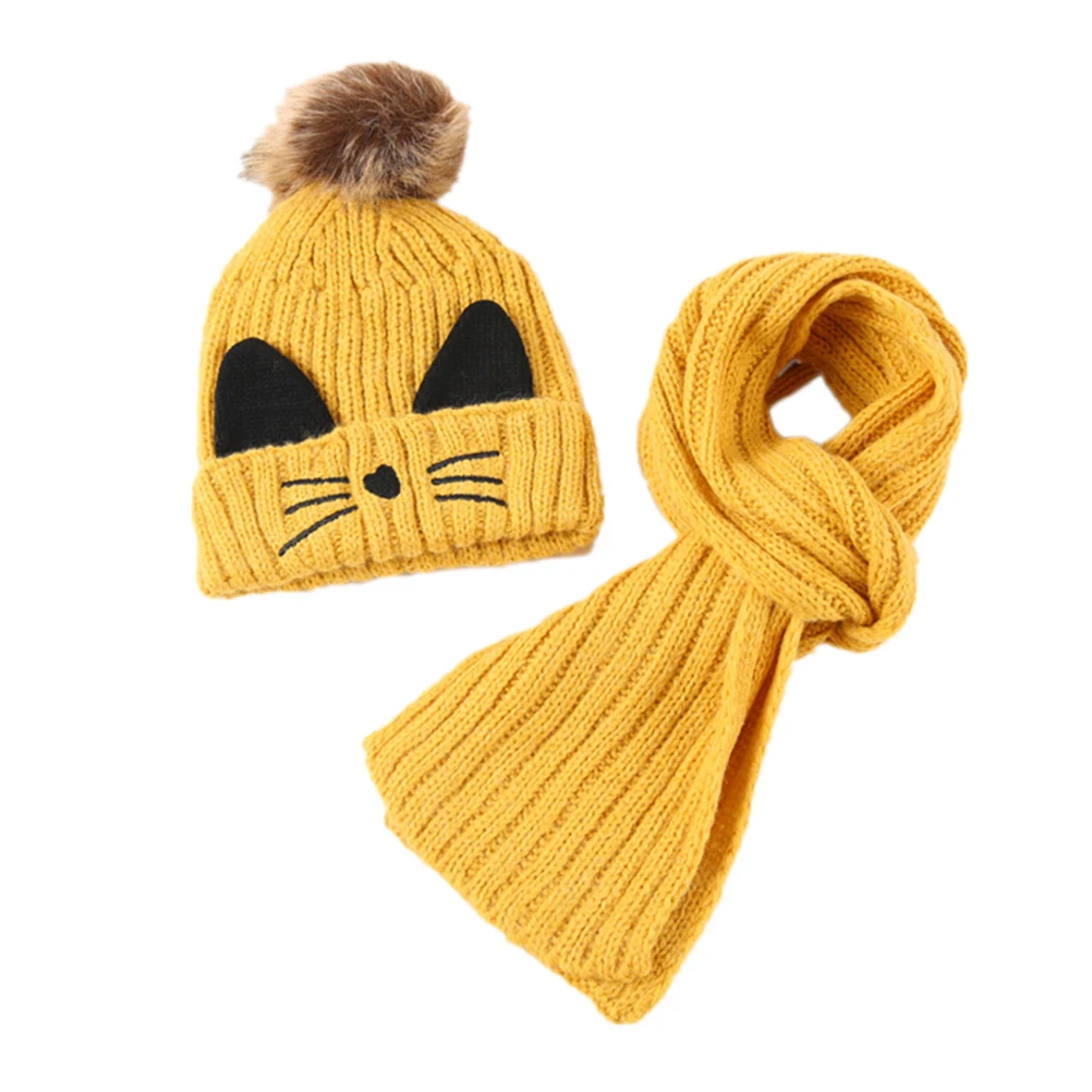 2 шт. Детская шерстяная шляпа нагрудник два предмета зимний портативный теплый