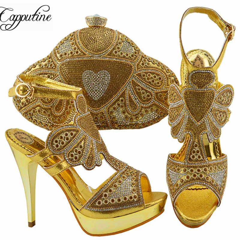 Capputine/комплект из женской обуви и сумочки в нигерийском стиле комплект на высоком