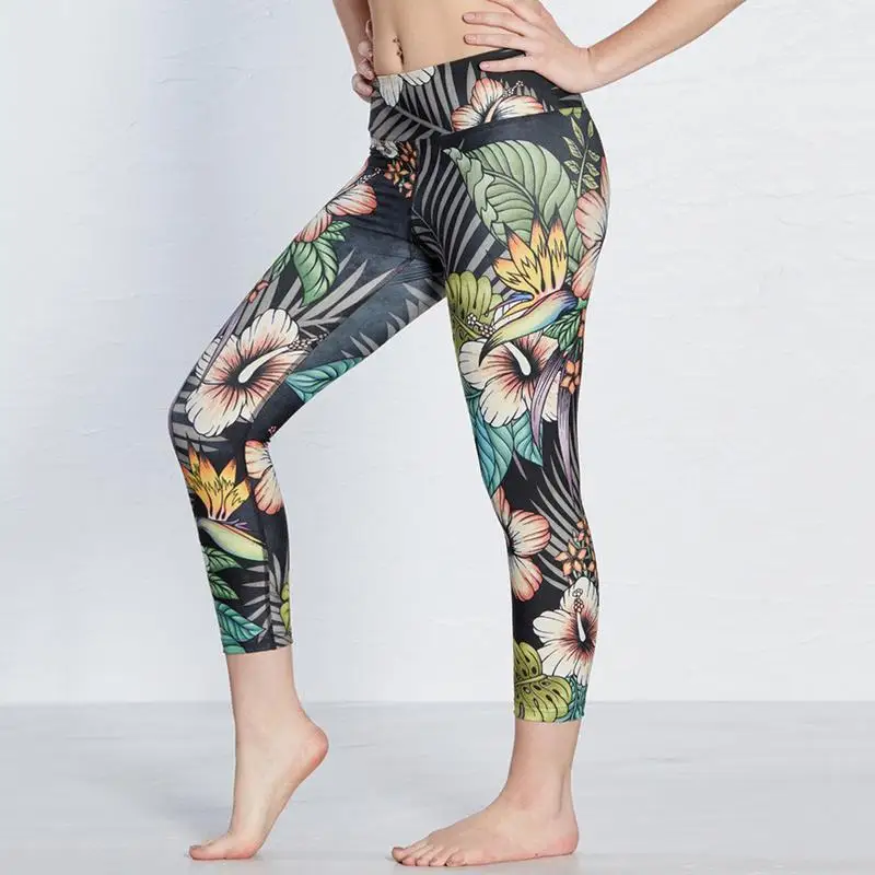 Caif-length Print Yoga Pants Women Slim Fit Sports Breathable Fitness Sport Gym Leggings Feminina Running Trouser | Спорт и