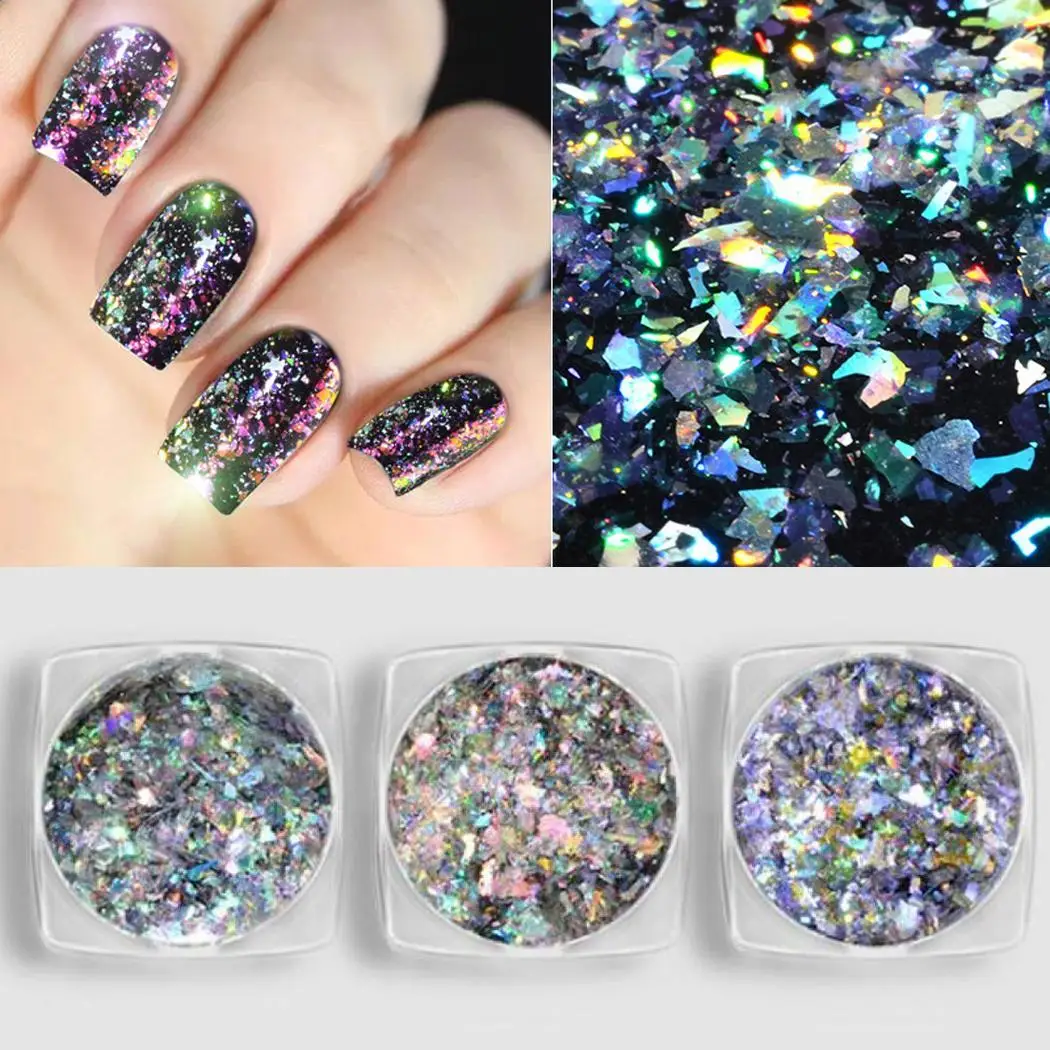 Beautiful Laser Sequins Nail Glitter Beauty China Plastic 30g Home Travel etc. Shiny Art Powder | Красота и здоровье