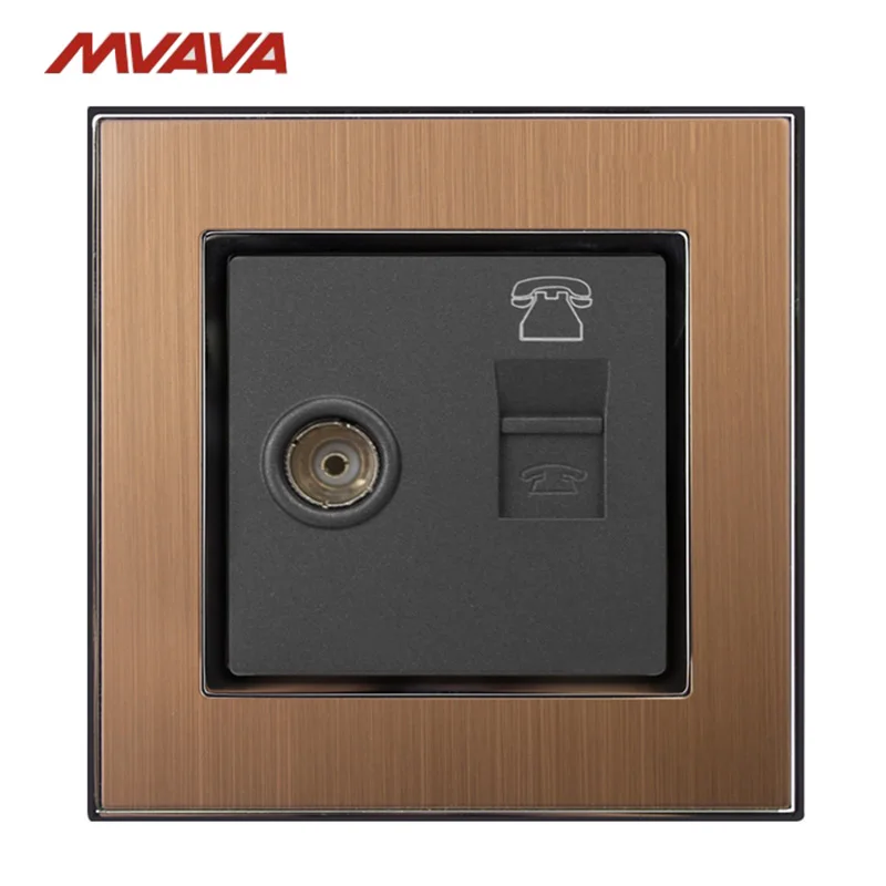 MVAVA TV+TEL Wall Receptacle Television and RJ11 Telephone Plug Port Jack Socket Luxury Satin Metal Outlet Free Shipping | Обустройство