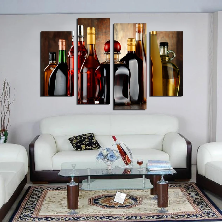 HD Printed modern wine bottle painting wall picture for bar kitchen dining room bedroom home decor art canvas unframed F18861|wall pictures|wine