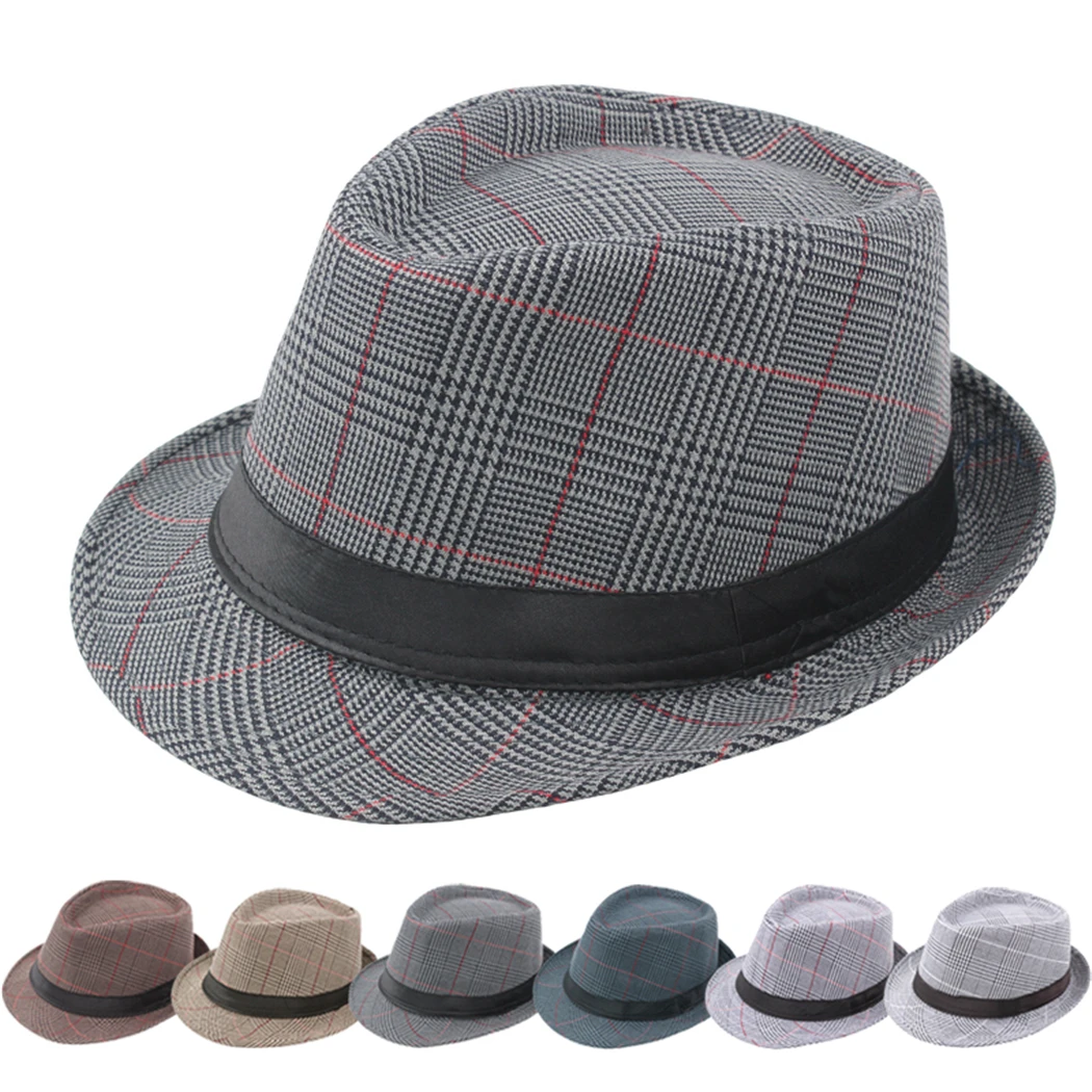 Мужская шляпа для папы Fedora винтажные клетчатые шляпы мужчин Jazz cap s шерстяная