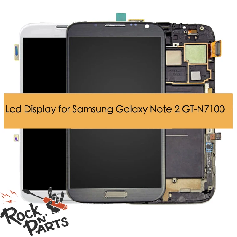 Дисплей в сборе с сенсорным экраном и передней панелью для samsung Galaxy Note 2 GT N7100 Серый
