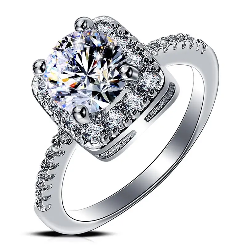 DOTSHE простое классическое кольцо дизайн 4 зуба сверкающий Пасьянс 1ct квадратный