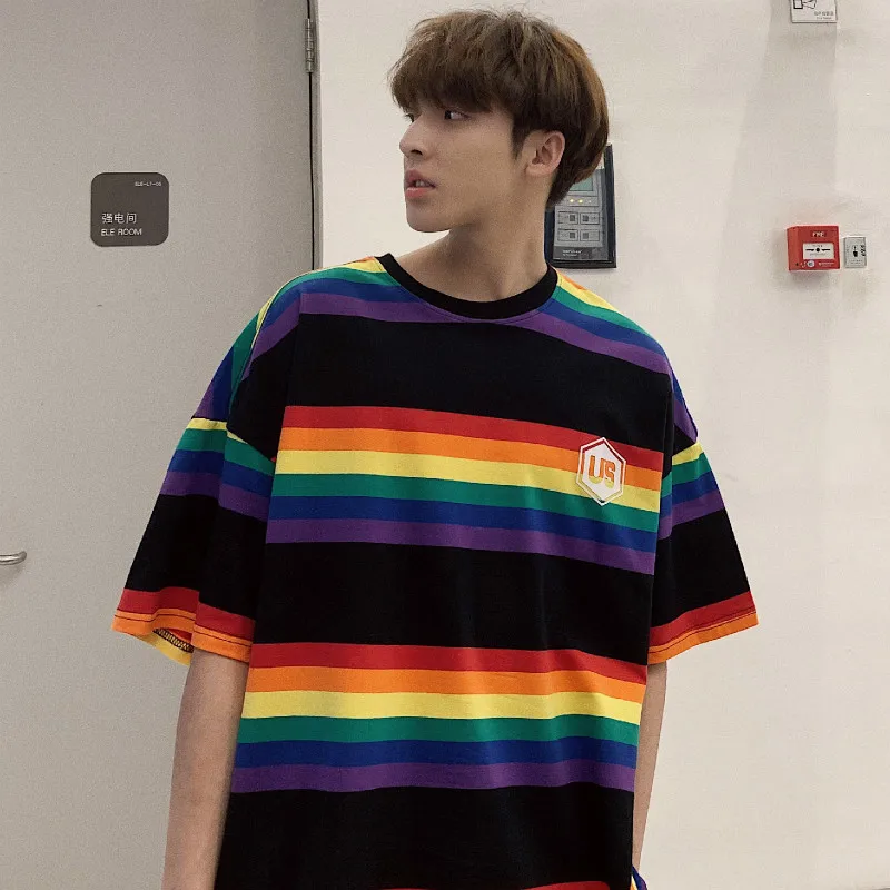 New Male t-shirt summer Fashion streetwear Stripe Short Sleeve T Pity 5 Fivepence tops hip hop Free shipping Black Thin | Мужская одежда