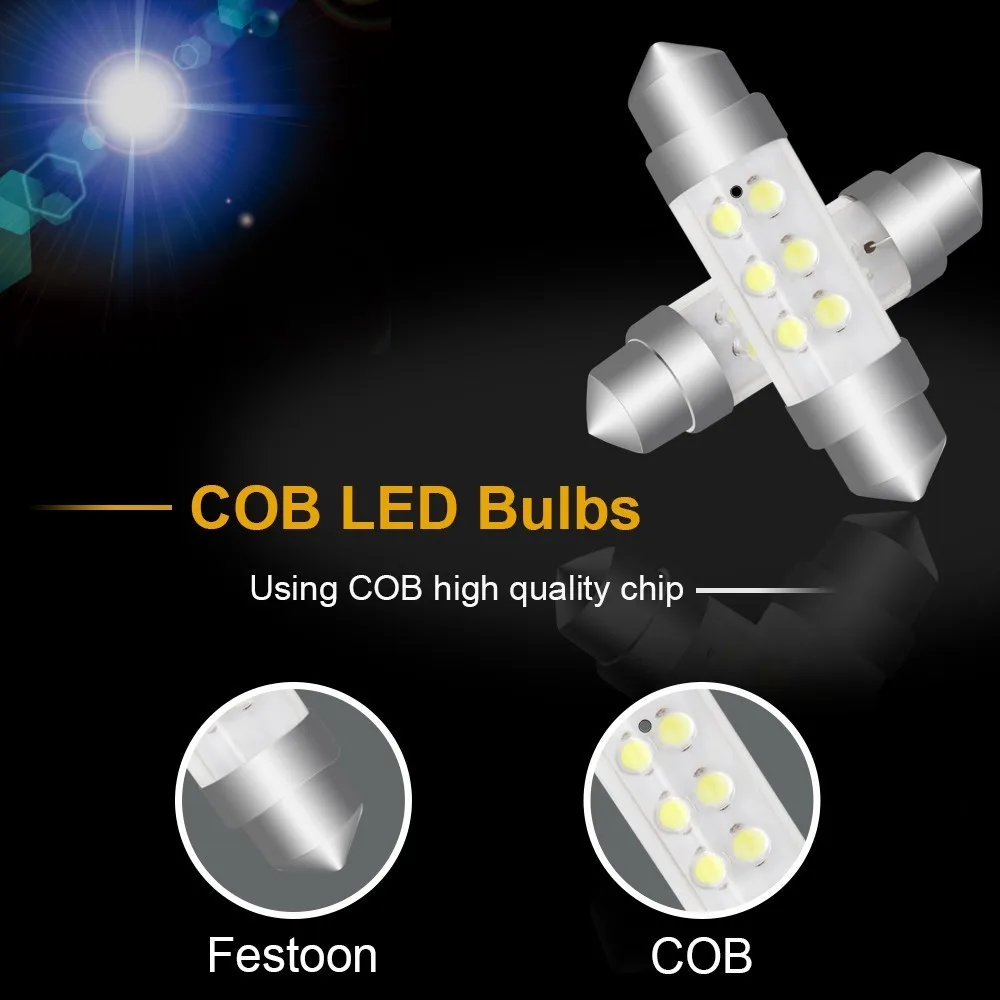 Оригинальная Светодиодная лампа Cob 28 мм 36 39 42 C5W C10W сверхъяркая Canbus для салона