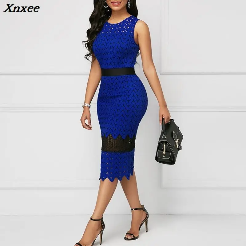 

Autumn Summer Dress Women 2020 Bodycon Hollow Out Lace Dress Plus Size Vintage Wedding Bridesmaids Party Dress ukraine 3XL Xnxee