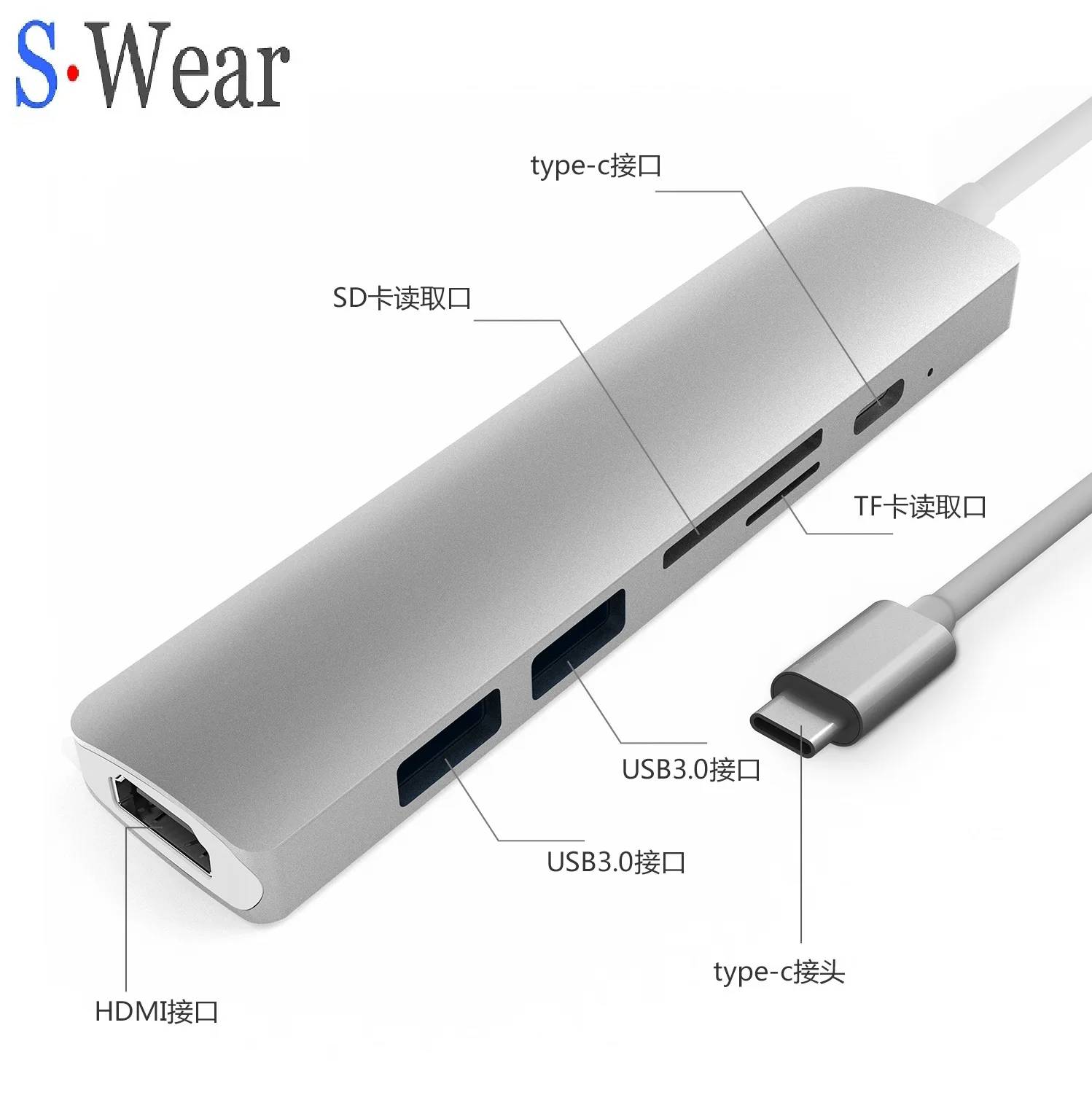 New Style Six-in-One Docking Station Type C Hub to HDMI Card Reader PD Charging USB30 | Электроника