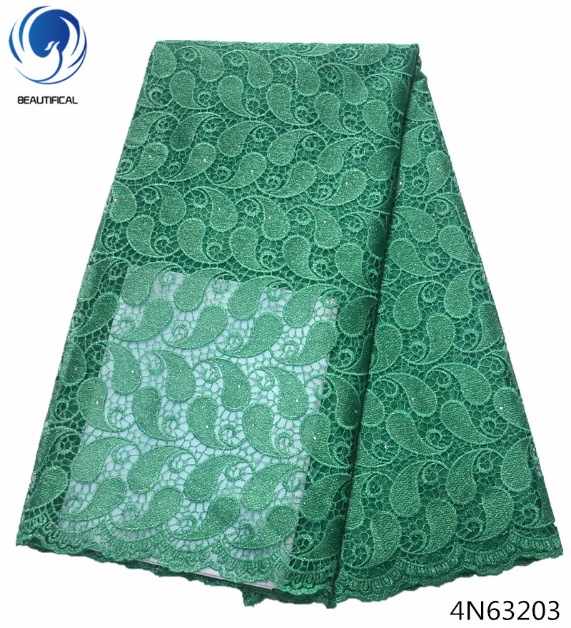 Beautifical nigerian lace fabric 2018 embroidery wedding women clothing 5yards/lot green color 4N632 | Дом и сад