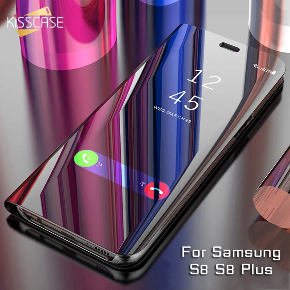 Роскошный чехол KISSCASE для Xiaomi Redmi 4X5 5 Plus 6 6A Pro S2 откидной Чехол с зеркалом телефона