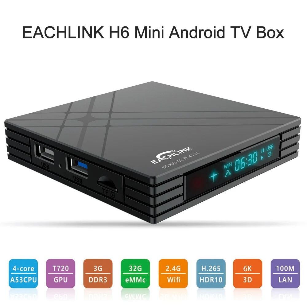 ТВ приставка H6 Android 7 0 Allwinner 4K Smart Media Player 6K декодирование изображений H.265 3GBRAM32GBROM 2 4G