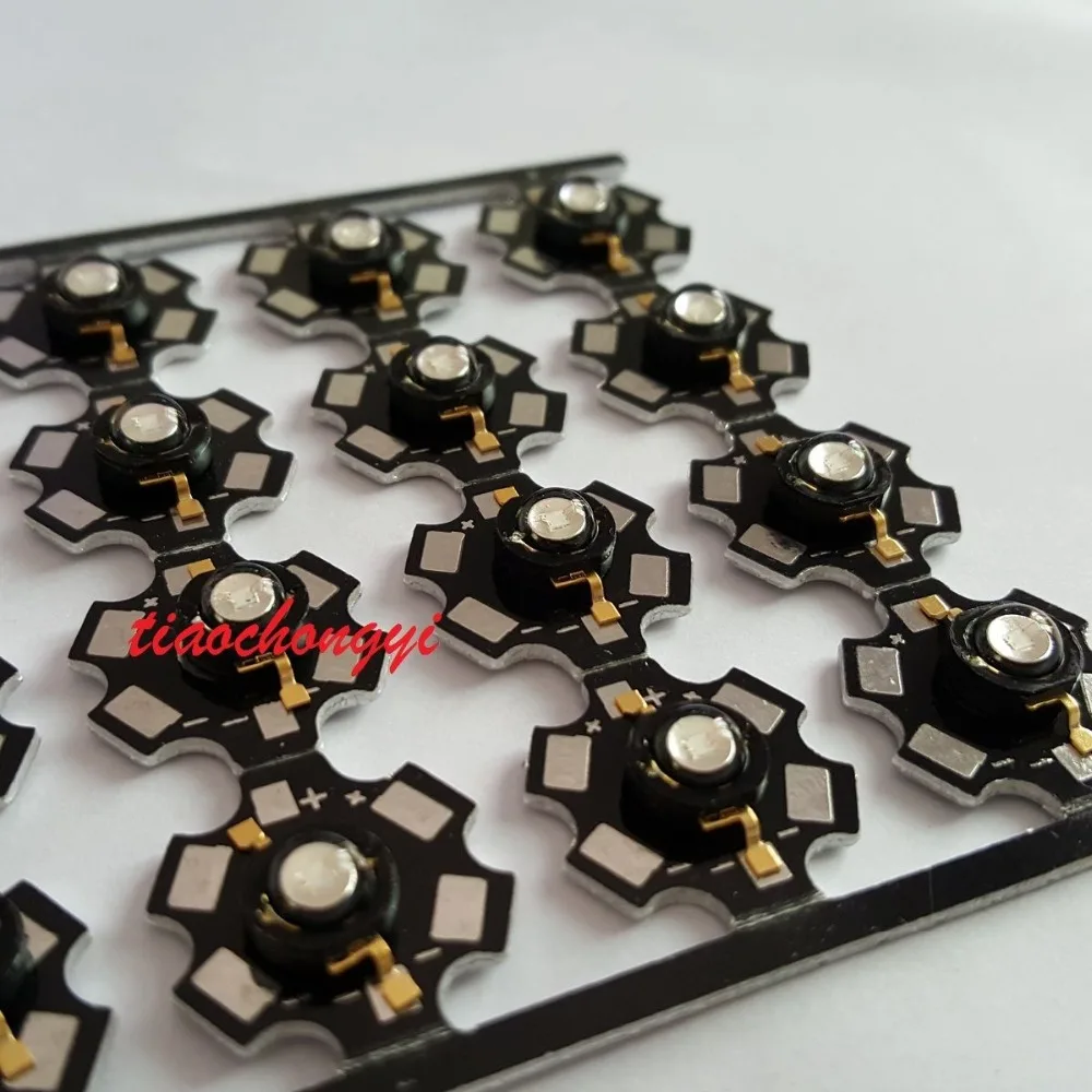 3W UV 365nm LED ультрафиолетовый высокомощный шарик с 20 мм черной звездой основа 100