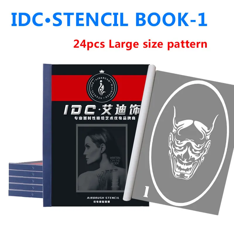 

Wholesale Airbrush Glitter Tattoo Stencil Drawing Large patterns sticker Henna temporary art Tattoo Stencils books set-1