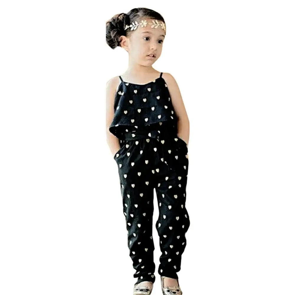 Детский комбинезон на бретельках с волнистым принтом в горошек для девочек