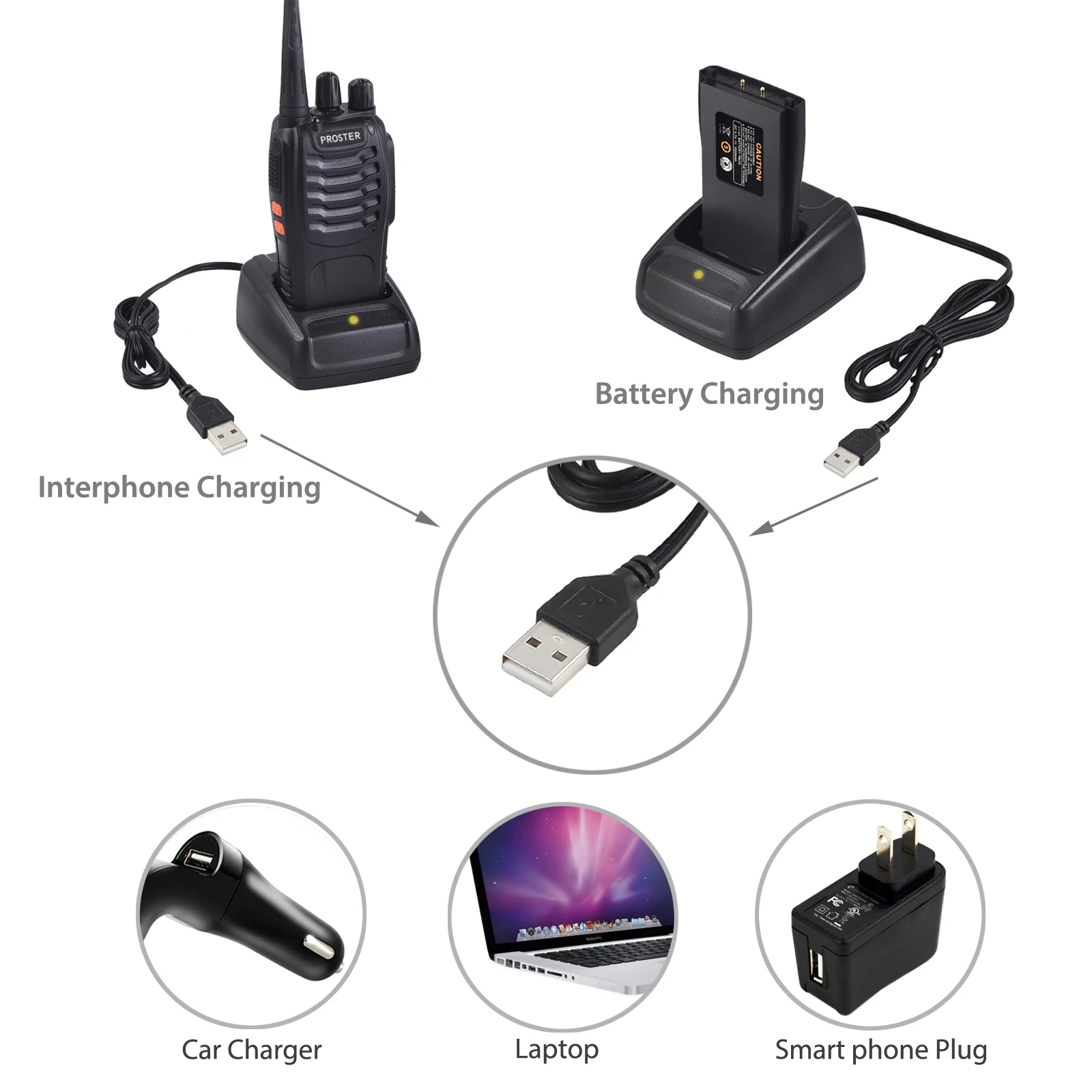 Proster 2 шт. Набор для рации UHF 400-470MHZ рация двухстороннее радио 16CH с наушником