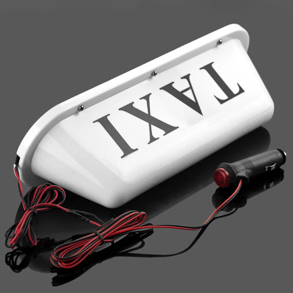 1pcs 35*9.3*10.3cm White High Quality PVC Taxi Sign Lights DC 12v LED CAB Print ''taxi'' on both sides | Автомобили и
