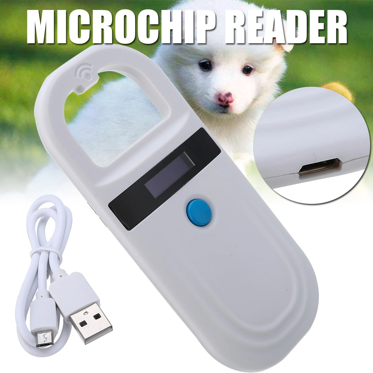 

Portable OLED Display RFID ISO FDX-B 134.2kHz/125kHz Animal Pet Microchip Reader Scanner for Dog Cat