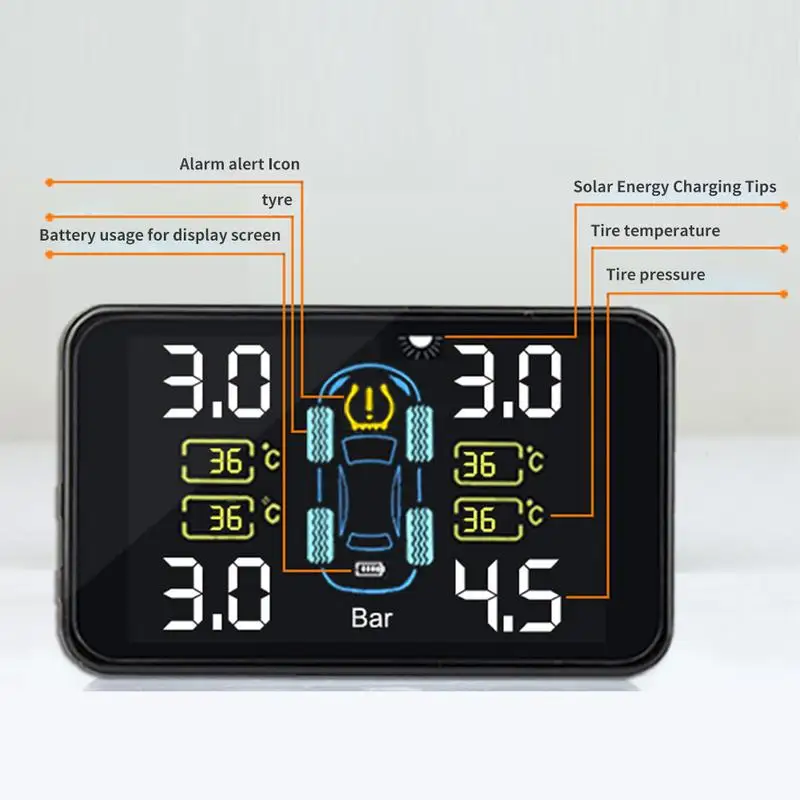 TPMS встроенные внешние датчики Солнечная зарядка автоматический Poweron