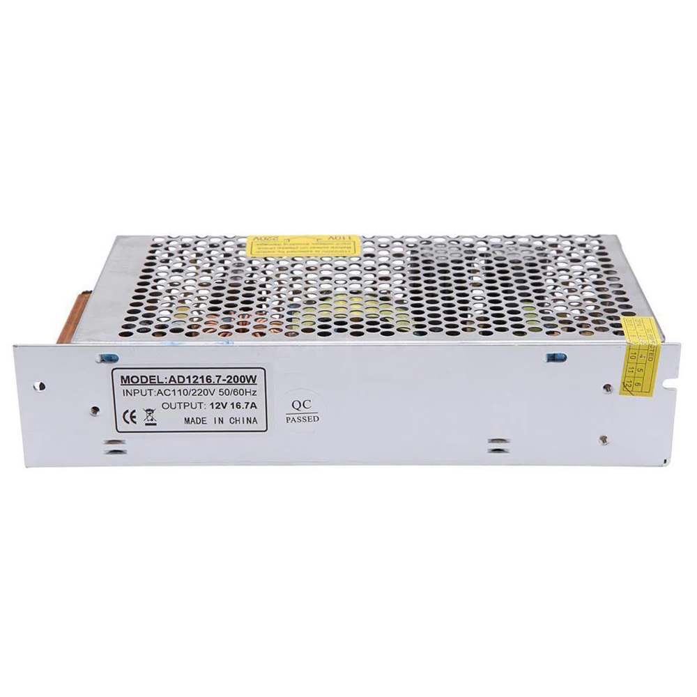 DC 12V 200W регулируемый светодиодный переключатель напряжения трансформатор