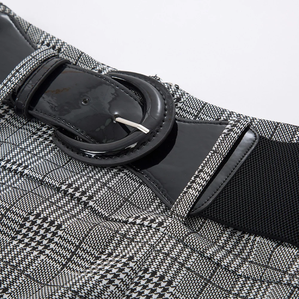 Женская винтажная клетчатая мини-юбка обшитая поясом | одежда