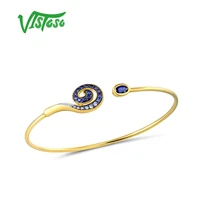 vistoso pure 9k 375 yellow gold lab created sapphire white sapphire bangle for woman engagement anniversary trendy fine jewelry