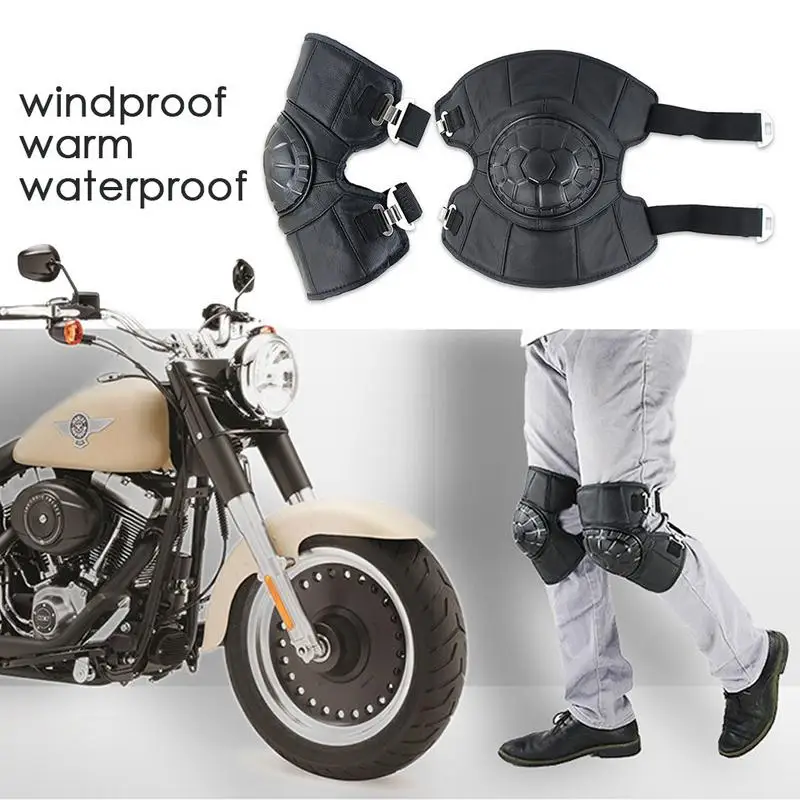 

Professional 2pcs Leather Knee Pads Small Turtle Shell Motorcycle Knee Pads Electric Car Winter Warm Cold Thickening