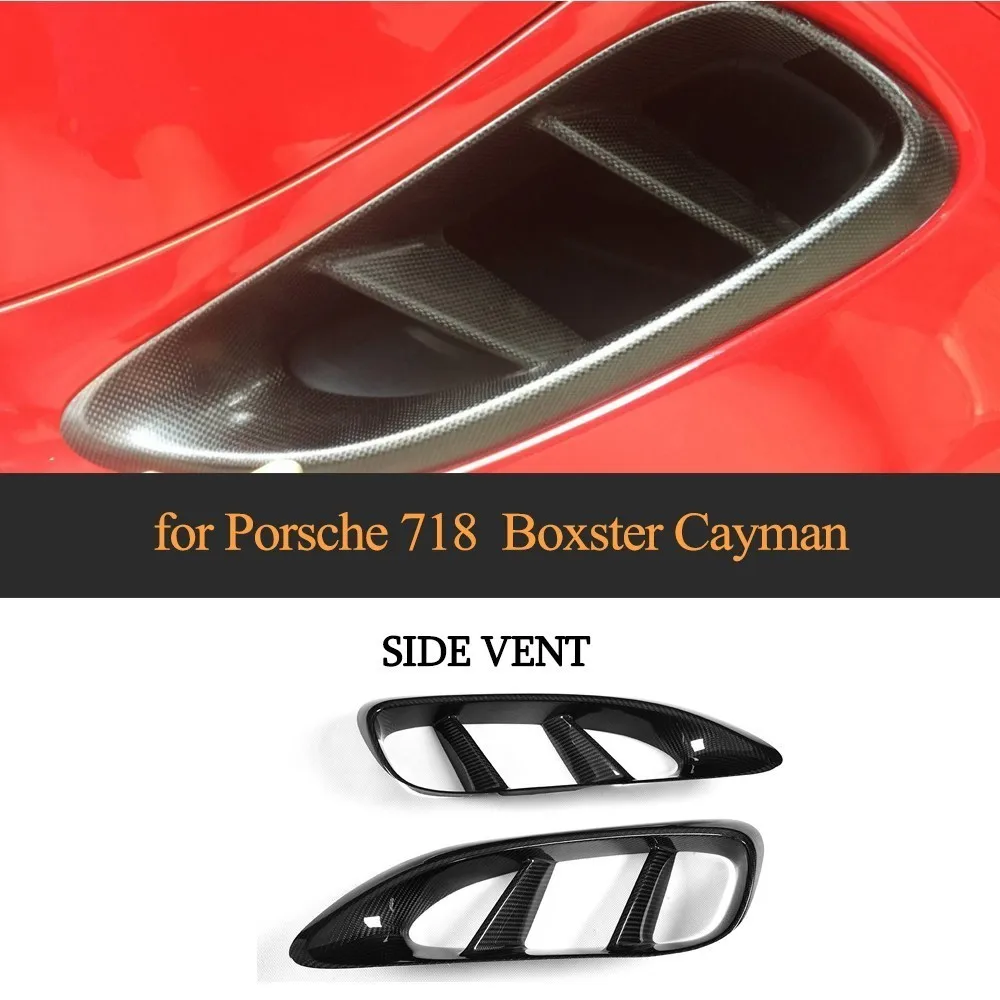 

For Porsche 718 Boxster Cayman Carbon Fiber Car Door Side Fender Vents Trims Frame Decoration Cover 2017 2018