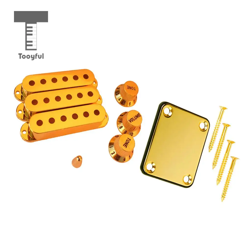 

Tooyful Gold Sealed Pickup Covers Guitar Neck Plate w/ Screw for Stratcaster Guitar