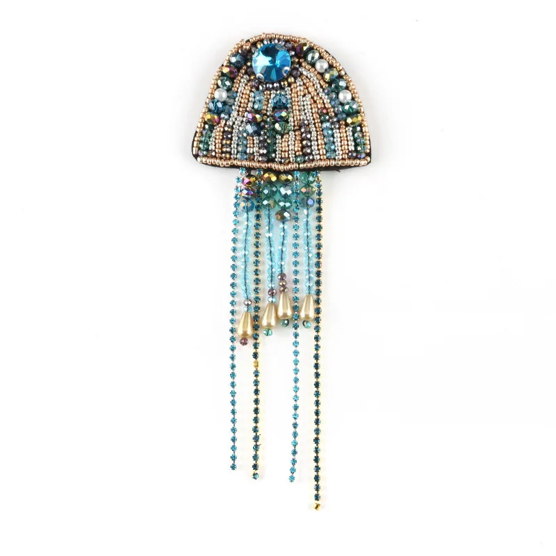 Exquisite Underwater world Sew-on Sea turtle Patches Badges Crystal Beads Appliques wholesale Jellyfish T-shirt Decor | Дом и сад