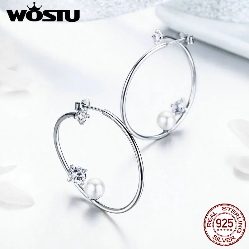 Женские серьги кольца WOSTU из серебра 925 пробы с нимбом|Серьги| |