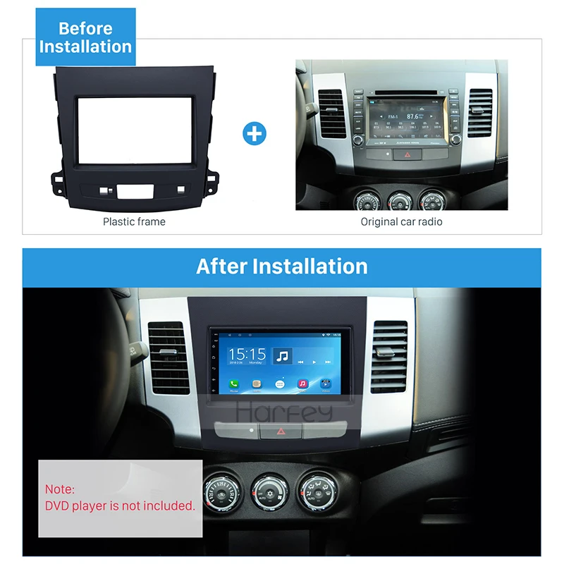 Автомобильная стереопанель Harfey для Mitsubishi Outlander 2008-2012 2DIN автомобильная