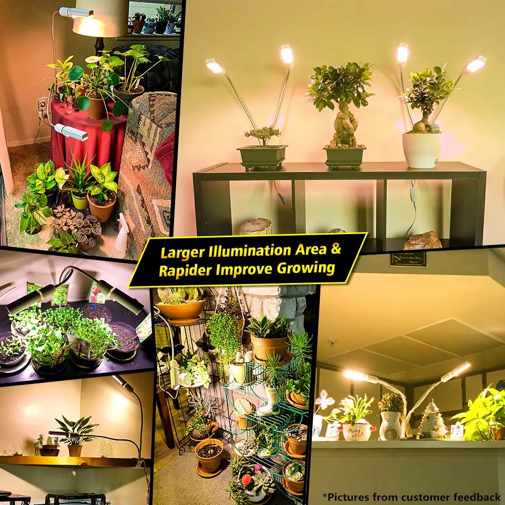 45W Sunlight LED Grow Light For Indoor Plant Greenhouses Full Spectrum Lamp Dual Head Gooseneck With Double Switch | Освещение