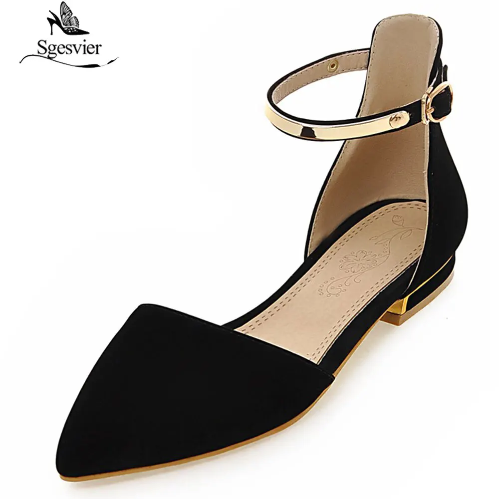 

Sgesvier black apricot fashion summer shoes plus size 47 pointed toe buckle square heel casual single shoes women low heel pumps