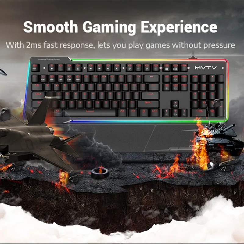 MVTV TK300 Mechanical Keyboard With RGB Backlight 104 Keys USB Wired Waterproof Gamer For Gaming IPX8 | Компьютеры и офис