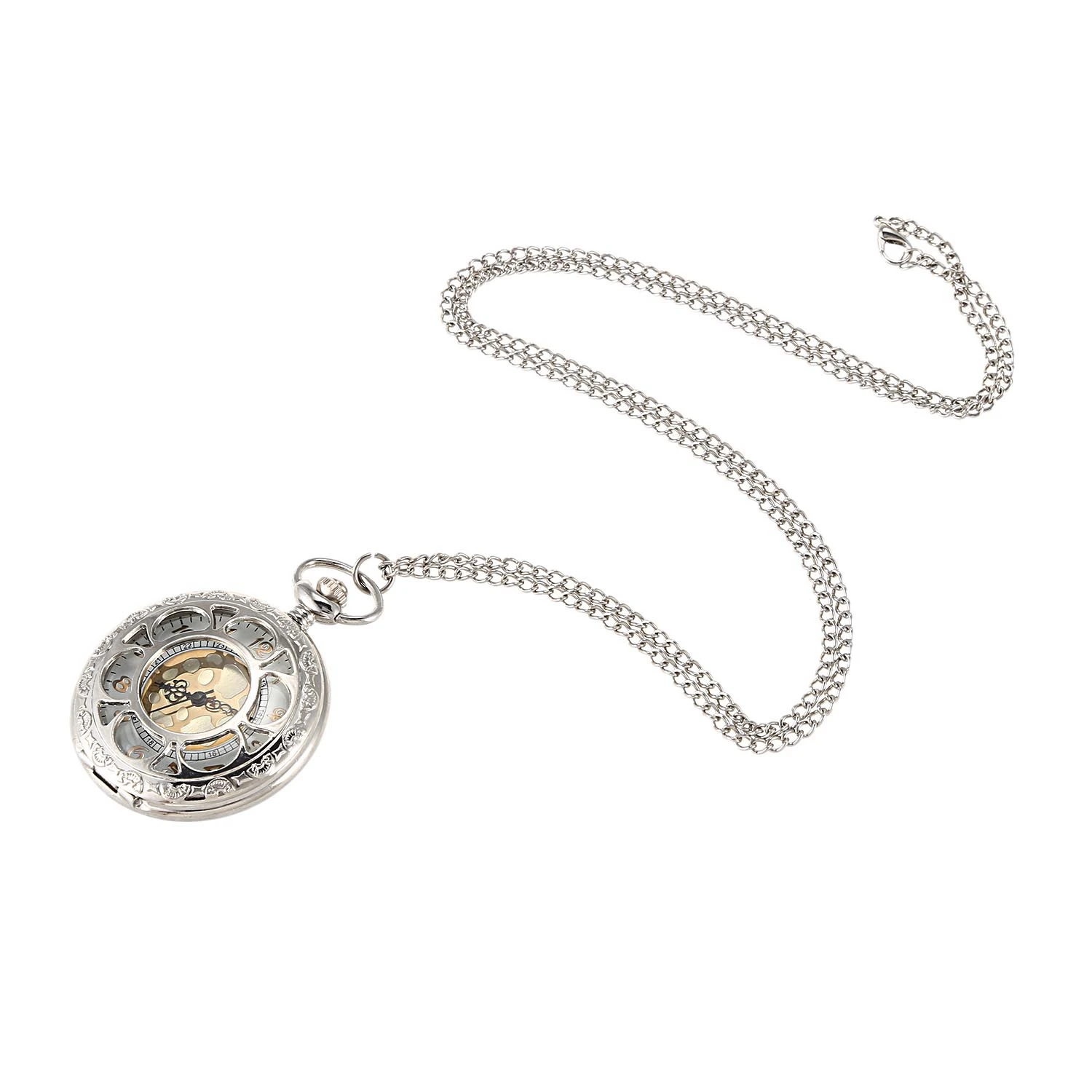

Silver Queen Petal Pocket Watch Creative Vintage Pendant Ladies Men's Gift Watch