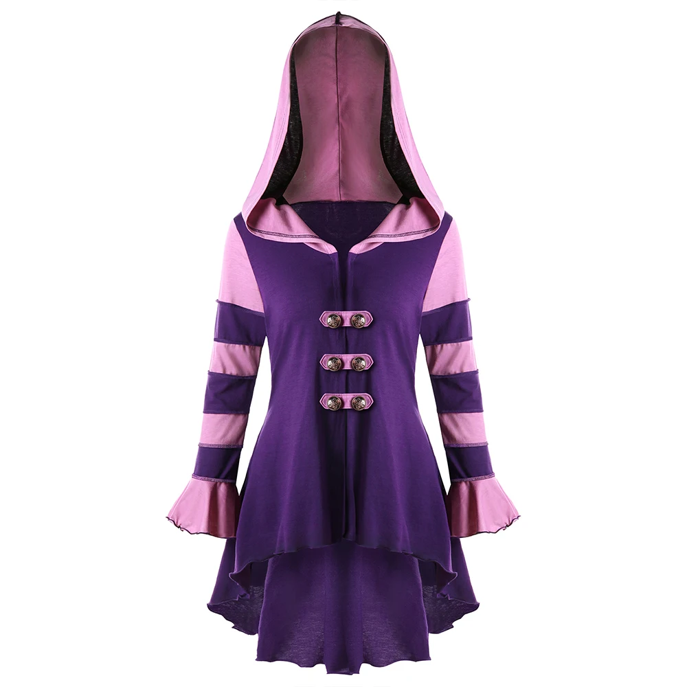 Женский Тренч с капюшоном Высокий Низкий двубортный корсет длинное пальто