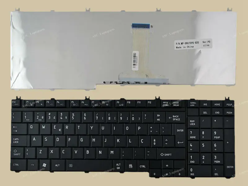Новая клавиатура с португальской раскладкой для ноутбука TOSHIBA Satellite L355 L355D L550 L550D L555 L555D, Черная
