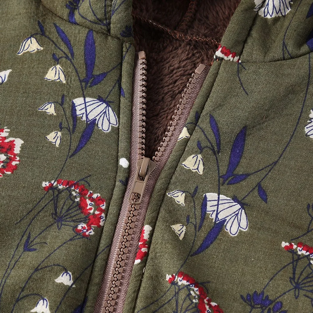 Oversize куртка для женщин s Зимняя модная теплая верхняя одежда цветочный принт с