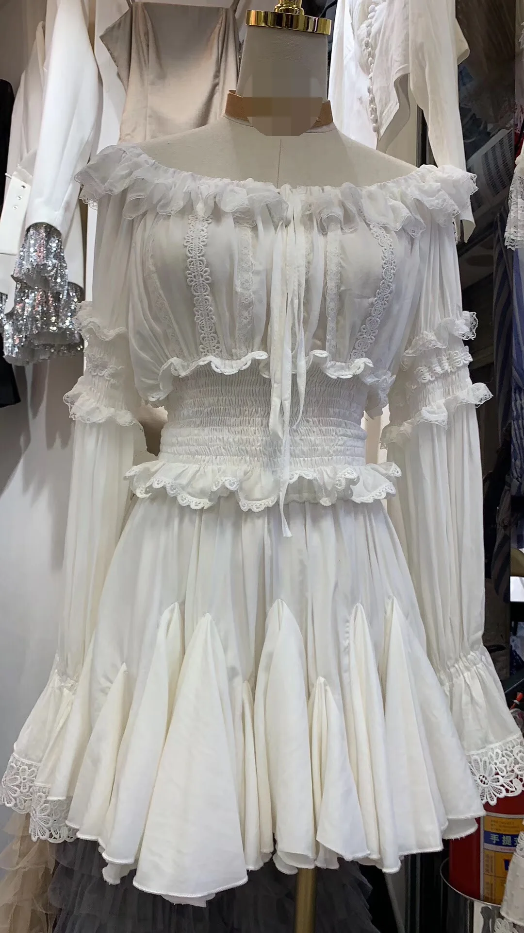 Женская кружевная белая блузка в Корейском стиле и мини-юбка новый топ с