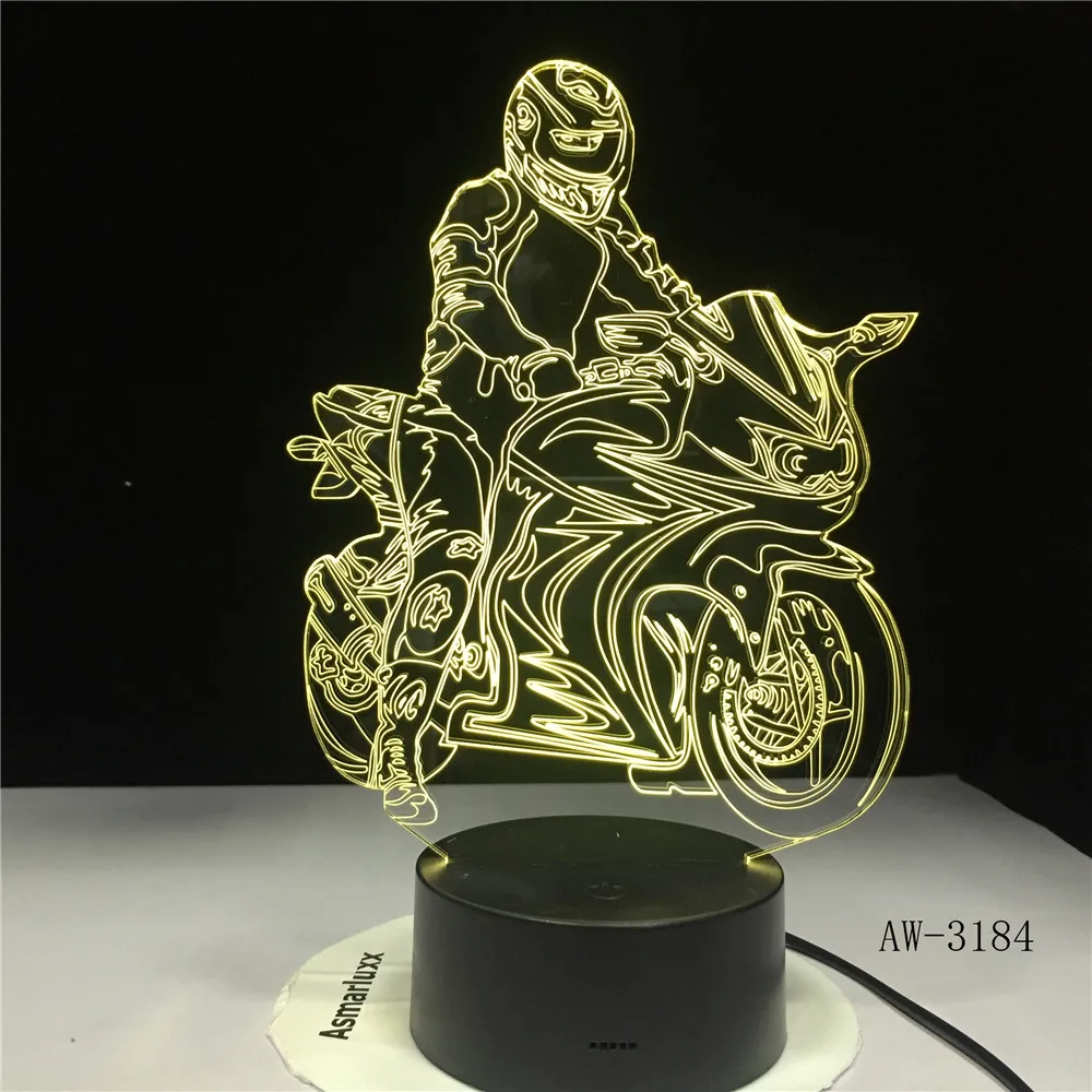 Светящаяся модель мотоциклетного велосипеда 3D иллюзия светодиодная лампа