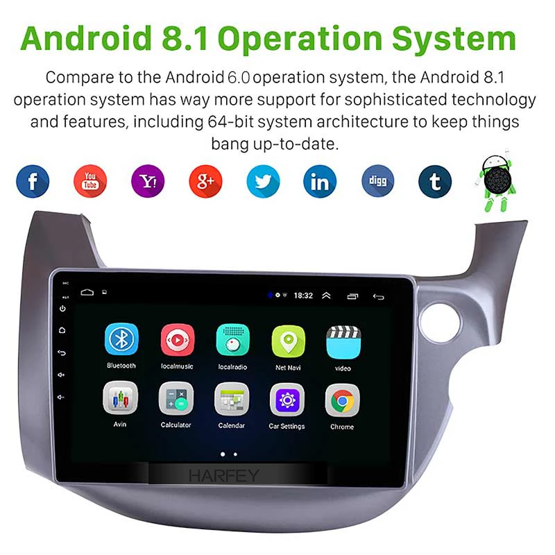 Головное устройство Harfey с сенсорным экраном GPS навигация для HONDA FIT JAZZ RHD Android 2007 2013